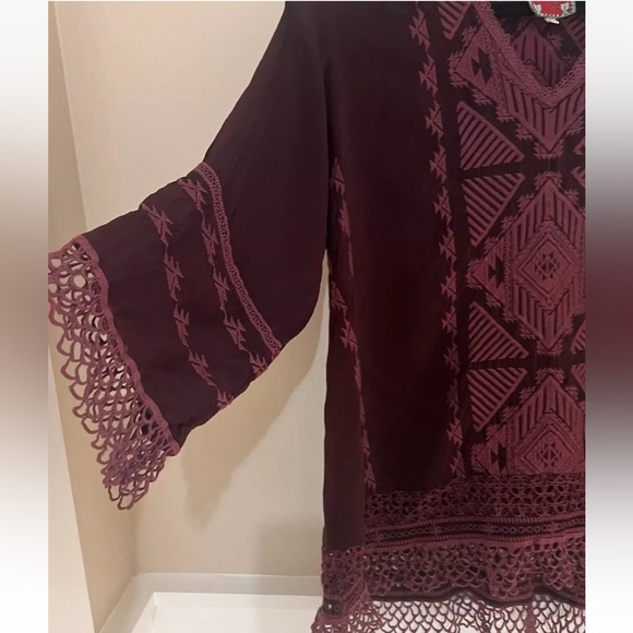 Johnny Was Renee Lace Blouse Top Small Color Black Plum V Neck Embroidered - Picture 6 of 13